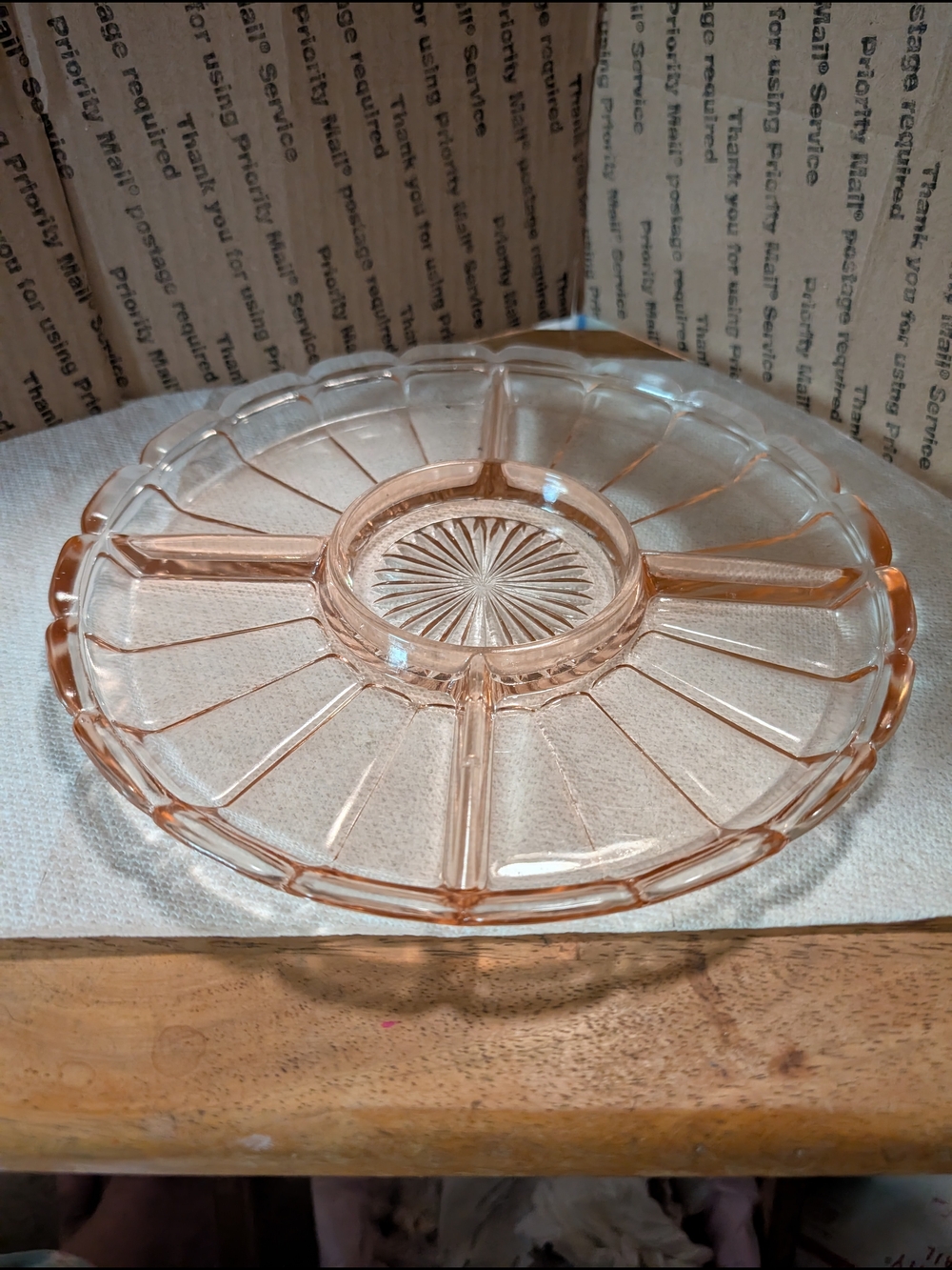 Pink Glass Divided Serving Tray - Brand Unspecified